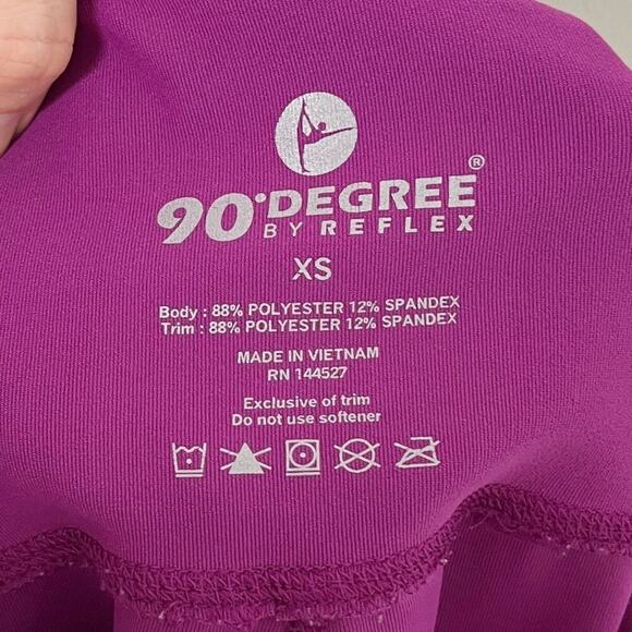 90 Degree Reflex Women Athletic Leggings XS Fuchsia Pink Sheer Mesh Insert Ankle - Picture 8 of 8